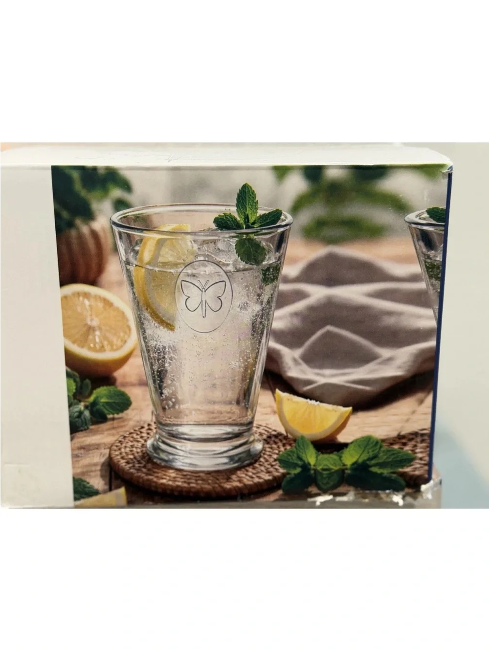La Rochere France Butterfly Papillon Long Drink Glasses 4pc 14.11 oz Clear, NIB